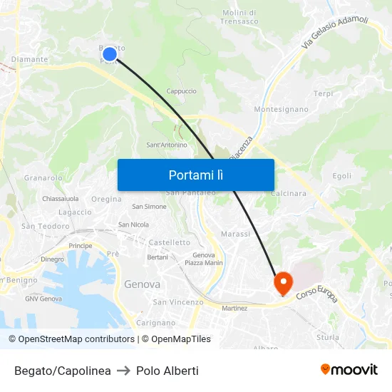 Begato/Capolinea to Polo Alberti map
