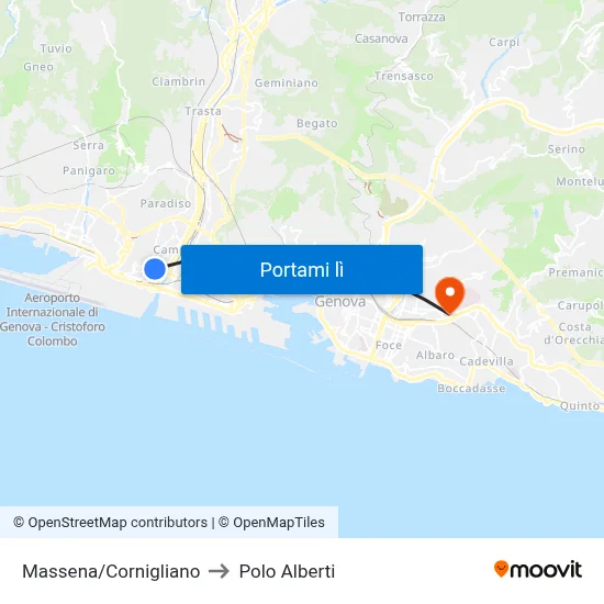 Massena/Cornigliano to Polo Alberti map