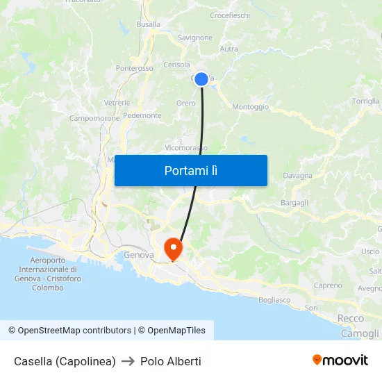 Casella (Capolinea) to Polo Alberti map