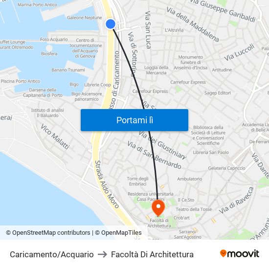 Caricamento/Acquario to Facoltà Di Architettura map