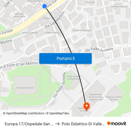 Europa 17/Ospedale San Martino to Polo Didattico Di Valle Puggia map