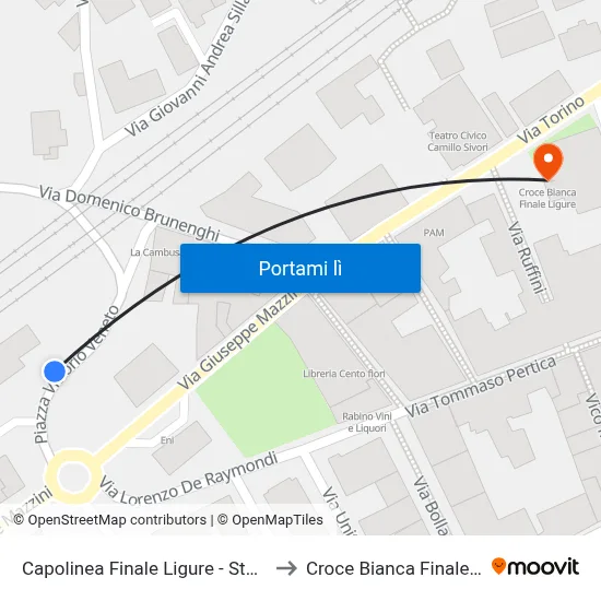Capolinea Finale Ligure - Stazione FS to Croce Bianca Finale Ligure map