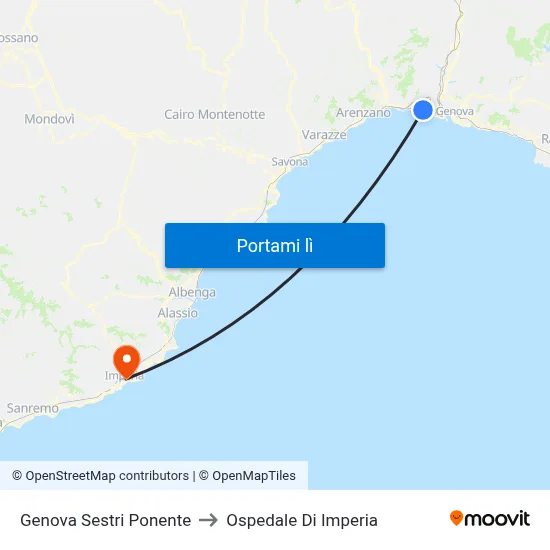 Genova Sestri Ponente to Ospedale Di Imperia map