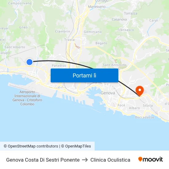 Genova Costa Di Sestri Ponente to Clinica Oculistica map