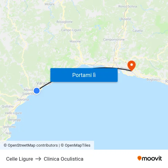 Celle Ligure to Clinica Oculistica map