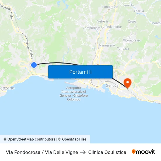 Via Fondocrosa / Via Delle Vigne to Clinica Oculistica map