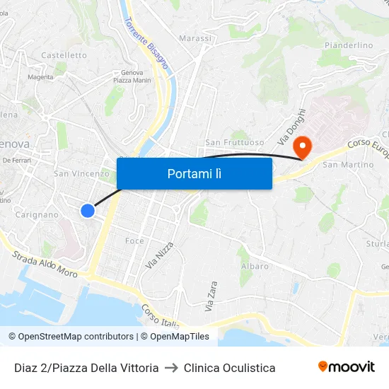 Diaz 2/Piazza Della Vittoria to Clinica Oculistica map