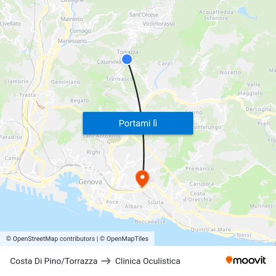 Costa Di Pino/Torrazza to Clinica Oculistica map
