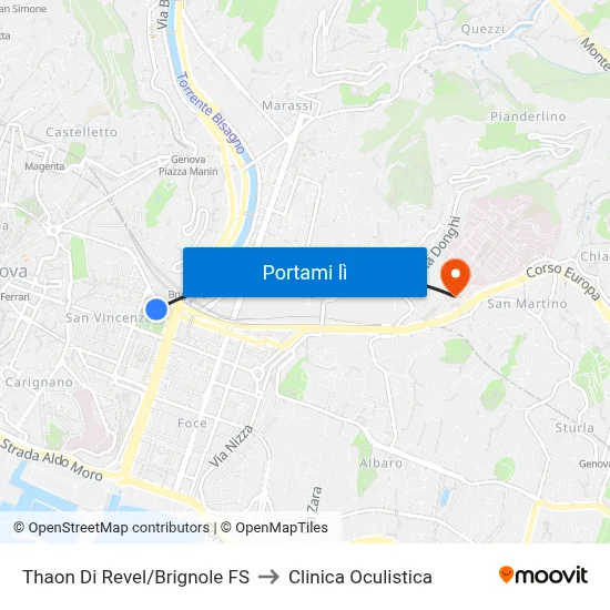 Thaon Di Revel/Brignole FS to Clinica Oculistica map