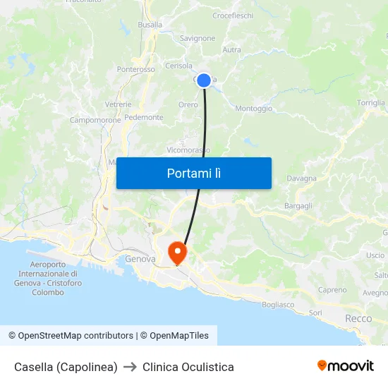 Casella (Capolinea) to Clinica Oculistica map