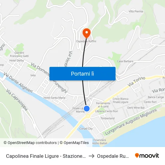 Capolinea Finale Ligure - Stazione FS to Ospedale Ruffini map