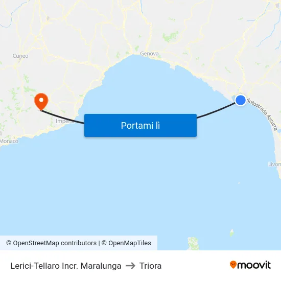 Lerici-Tellaro Incr. Maralunga to Triora map