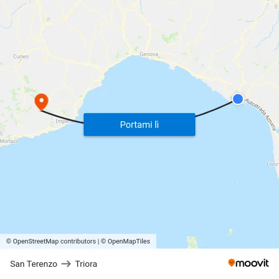 San Terenzo to Triora map