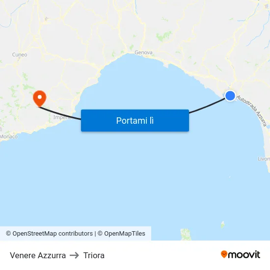 Venere Azzurra to Triora map