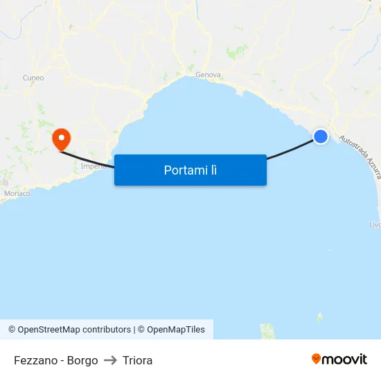 Fezzano - Borgo to Triora map