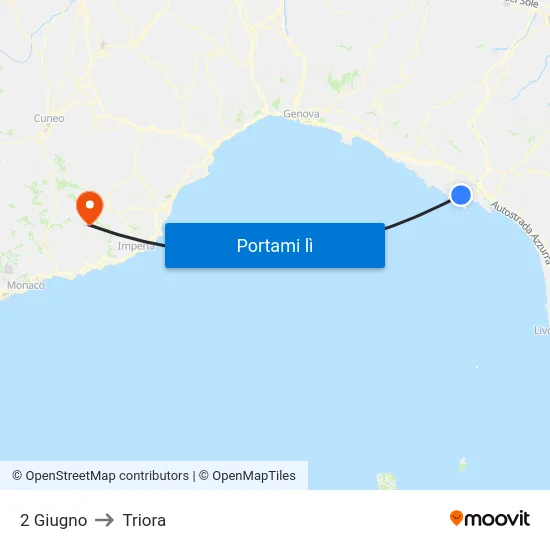 2 Giugno to Triora map