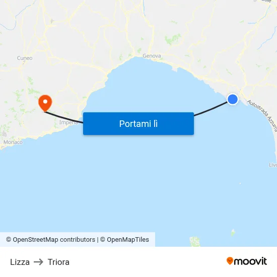 Lizza to Triora map