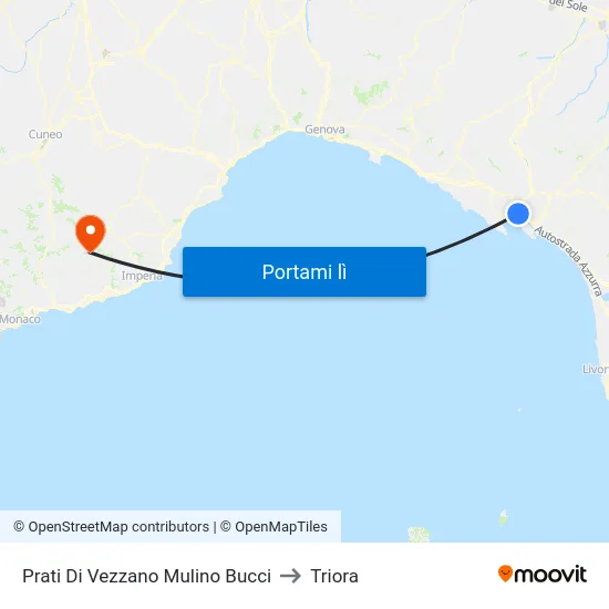 Prati Di Vezzano Mulino Bucci to Triora map