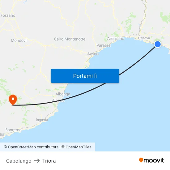 Capolungo to Triora map