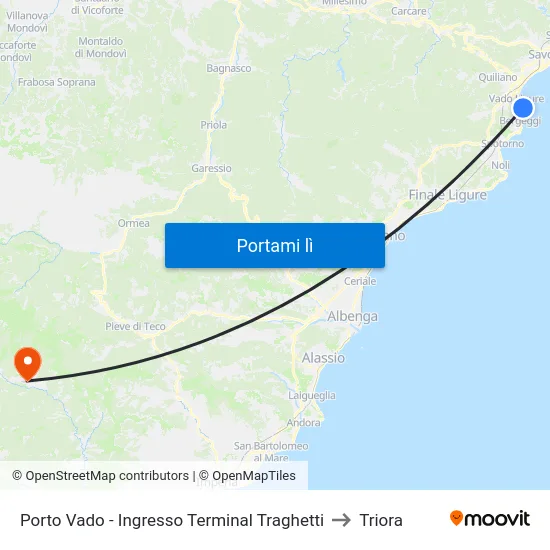 Porto Vado - Ingresso Terminal Traghetti to Triora map