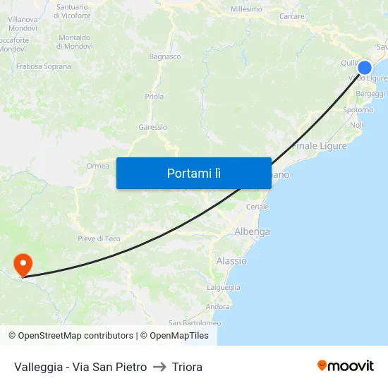 Valleggia - Via San Pietro to Triora map