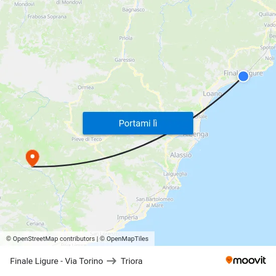 Finale Ligure - Via Torino to Triora map
