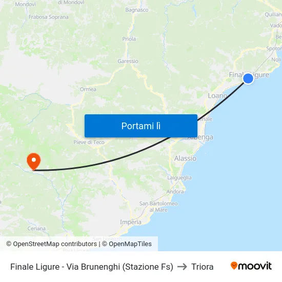 Finale Ligure - Via Brunenghi (Stazione Fs) to Triora map