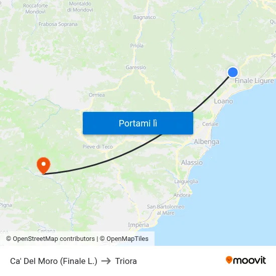 Ca' Del Moro (Finale L.) to Triora map