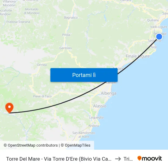 Torre Del Mare - Via Torre D'Ere (Bivio Via Caravaggio) to Triora map