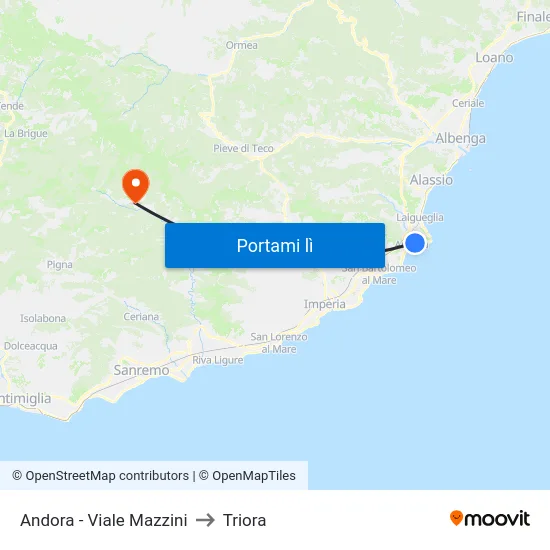 Andora - Viale Mazzini to Triora map