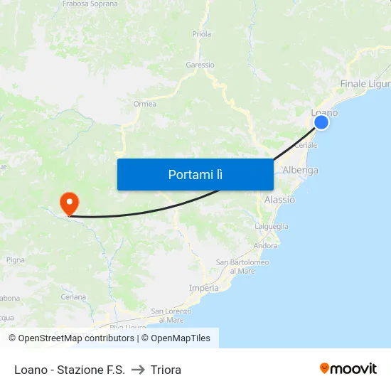 Loano - Stazione F.S. to Triora map