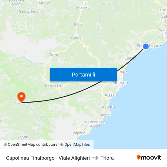 Capolinea Finalborgo - Viale Alighieri to Triora map