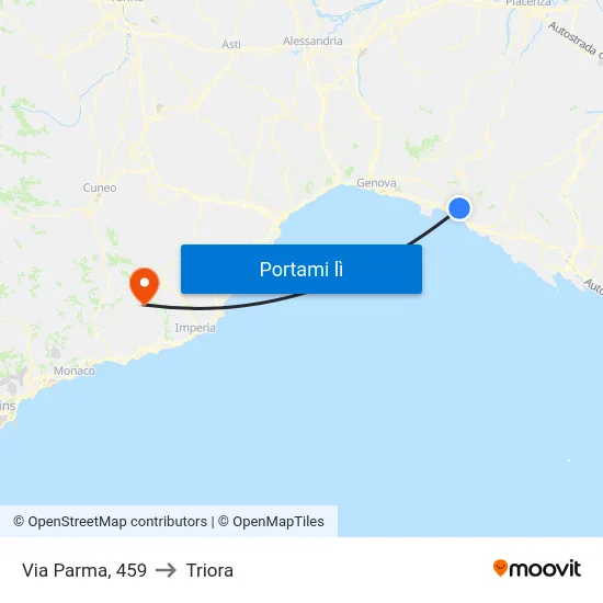Via Parma, 459 to Triora map