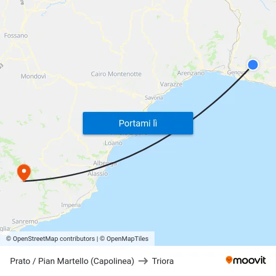 Prato / Pian Martello (Capolinea) to Triora map