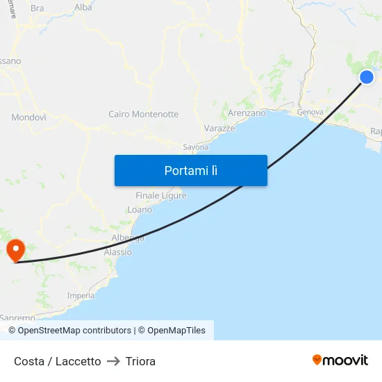Costa / Laccetto to Triora map