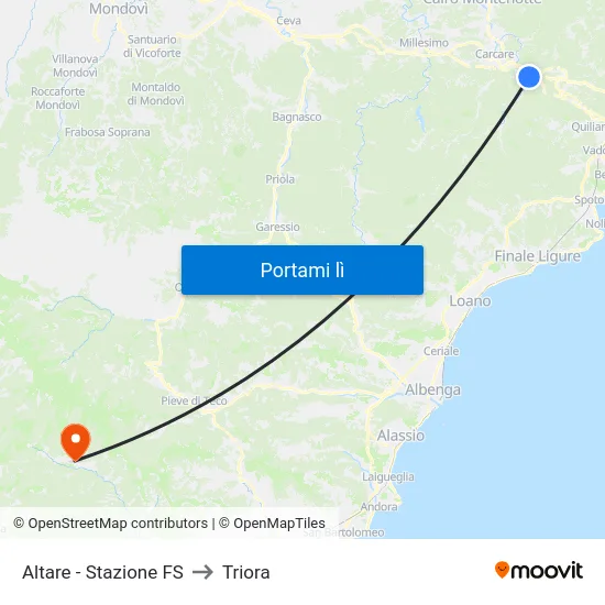 Altare - Stazione FS to Triora map