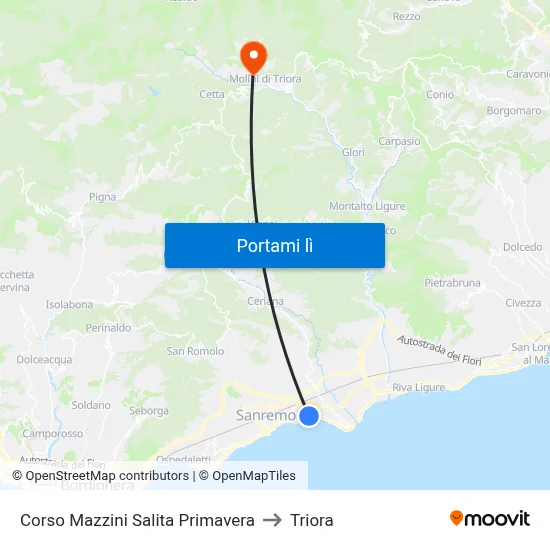 Corso Mazzini Salita Primavera to Triora map
