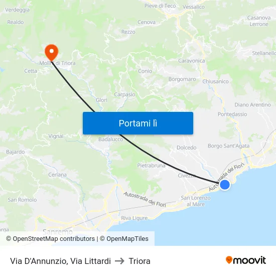 Via D'Annunzio, Via Littardi to Triora map