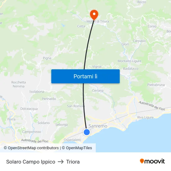 Solaro Campo Ippico to Triora map