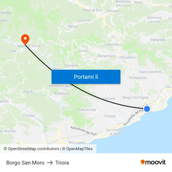 Borgo San Moro to Triora map