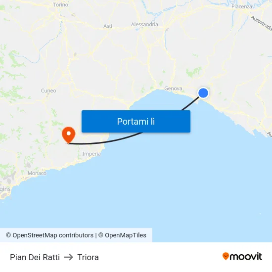 Pian Dei Ratti to Triora map