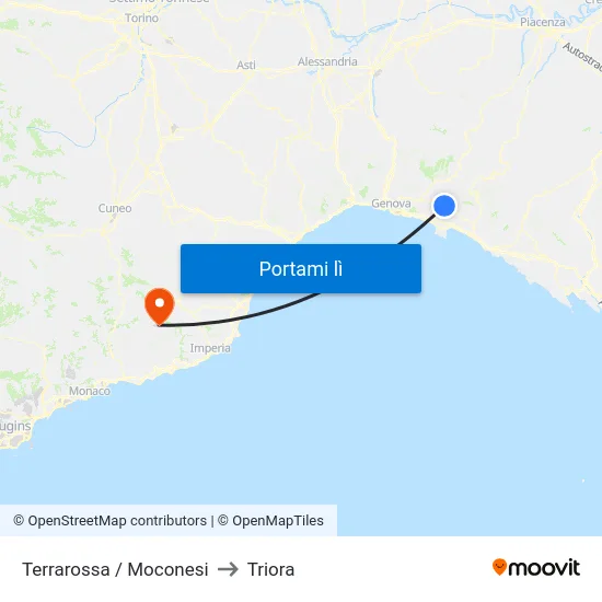 Terrarossa / Moconesi to Triora map