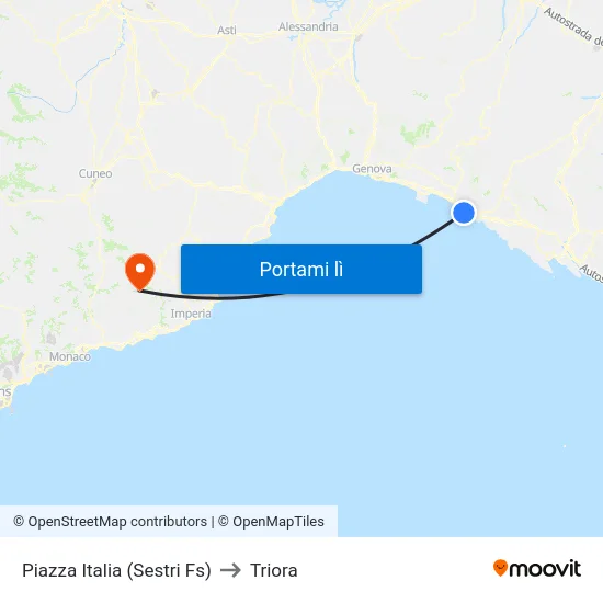 Piazza Italia (Sestri Fs) to Triora map