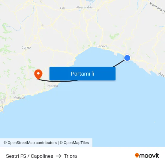 Sestri FS / Capolinea to Triora map