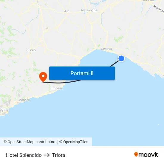 Hotel Splendido to Triora map