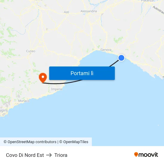 Covo Di Nord Est to Triora map