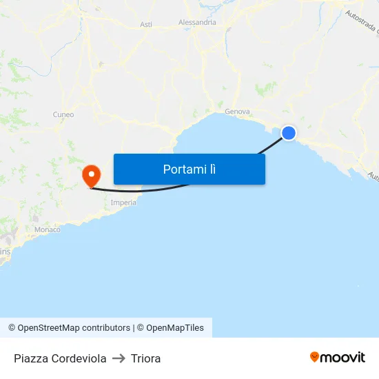 Piazza Cordeviola to Triora map
