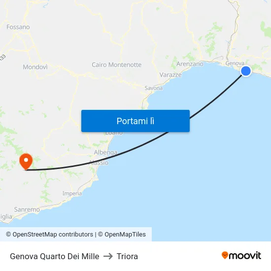 Genova Quarto Dei Mille to Triora map