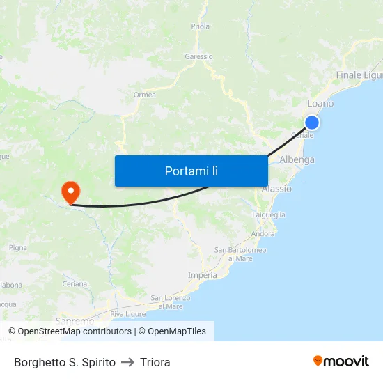 Borghetto S. Spirito to Triora map