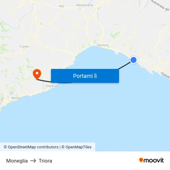 Moneglia to Triora map